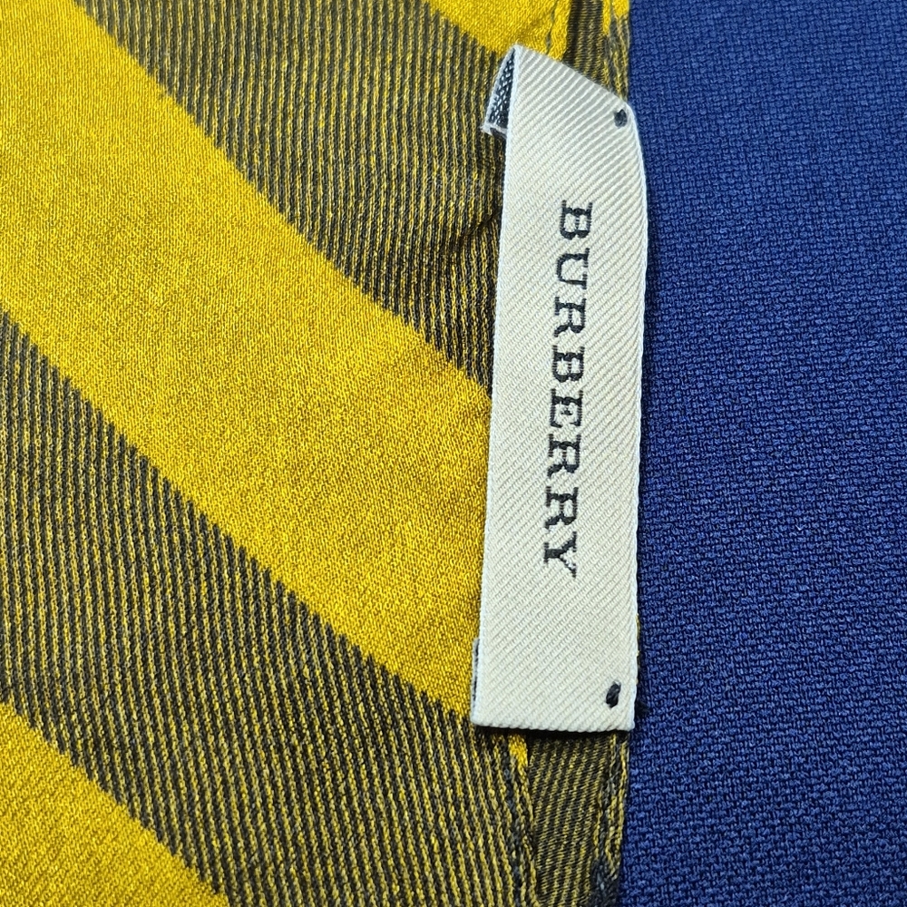 Burberry Yellow Plaid Silk Scarf with Black and Red Accents - Picture 4 of 11